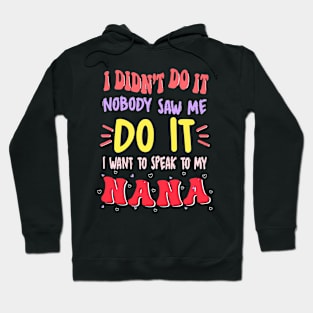 I Didn't Do It Nobody Saw Me I Want To Speak To My Nana Hoodie